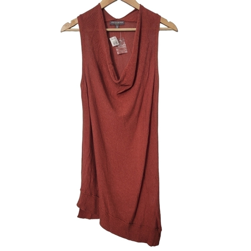 A Pea in the Pod Rust Cowl Neck Asymmetrical Cover Up Maternity Dress NWT
